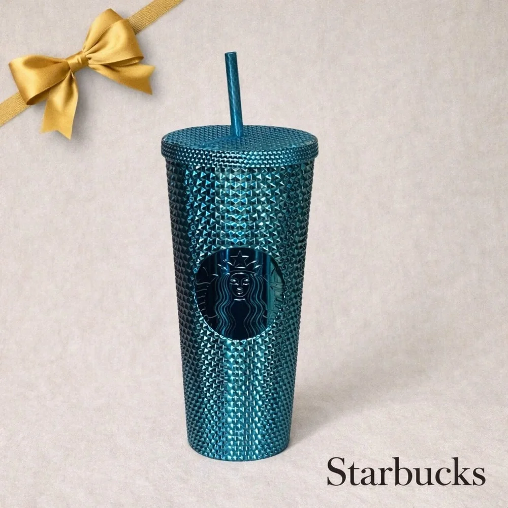 Starbucks 2023 Blue Chrome Studded Venti 24oz Cold Cup Tumbler
